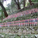 Japan, Himeji, Mt. Sosha, Jizo Bodhisattva figures
