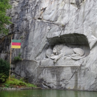 Lucerne, Statue of Swiss guardsmen, monument to the dying lion 
