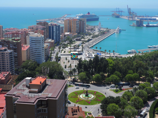 Castillo de Gibralfaro - panoramic view of Malaga and the port Castillo de Gibralfaro - panoramic view of Malaga and the port
