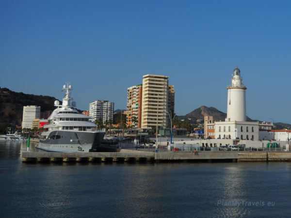 The Port of Malaga and the La Farola Lighthouse The Port of Malaga and the La Farola Lighthouse