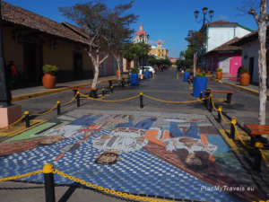 Colourful street art during Holy Week celebrations in Granada, Nicaragua