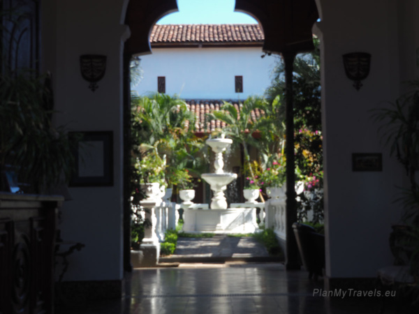 Tropical courtyard inside a restored colonial mansion in Granada, Nicaragua Tropical courtyard inside a restored colonial mansion in Granada, Nicaragua