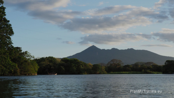 Mombacho Volcano rising above the waters of Lake Nicaragua as seen from the Isletas de Granada archipelago