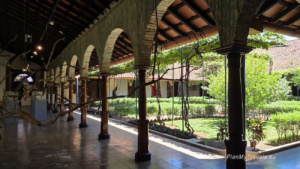 Tropical courtyard inside a colonial building in León, Nicaragua